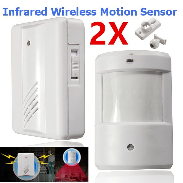 Home Security Alert Infrared Sensor Anti-theft Motion Detector Alarm Monitor Wireless Alarm system with Receiver: 2 PCS