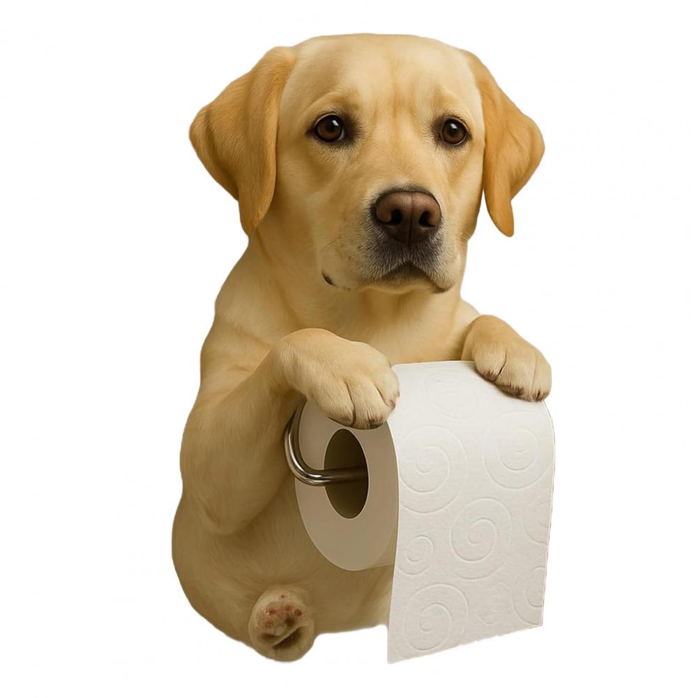 Wall Mount Toilet Paper Holder Dog Shape Funny 3D Printed Towel Holder Paper Rack Bathroom Dog Sculpture Paper Holder: Gold
