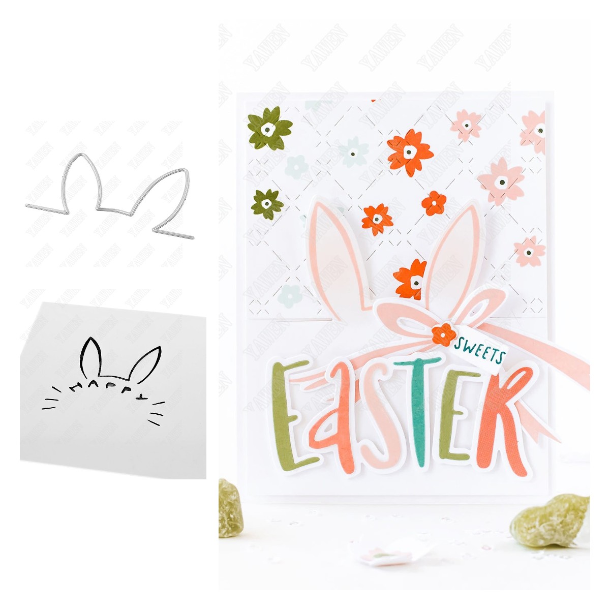 Bunny Ears Metal Cutting Dies Stencil Scrapbook Diary Decoration Embossing Template Diy Greeting Card Handmade