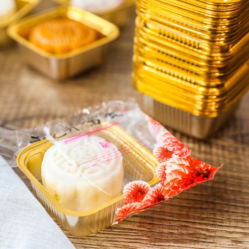 100pcs 50/63-80/100g Square Moon Cake Trays Mooncake Package Box Container Holder Mid-autumn Festival