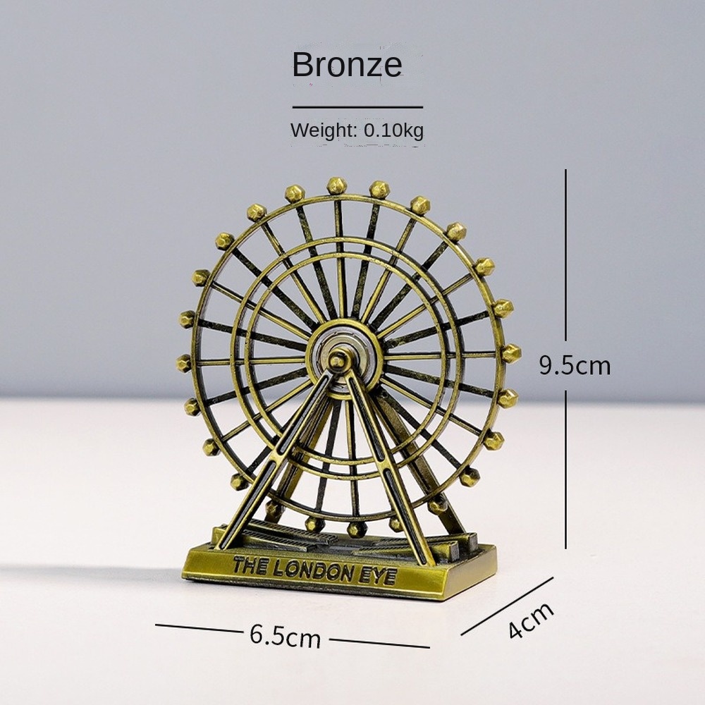 European Style Retro Zinc Alloy Ferris Wheel Model Home Furnishings Rotating Metal Decorative Ferris Wheel Ornaments
