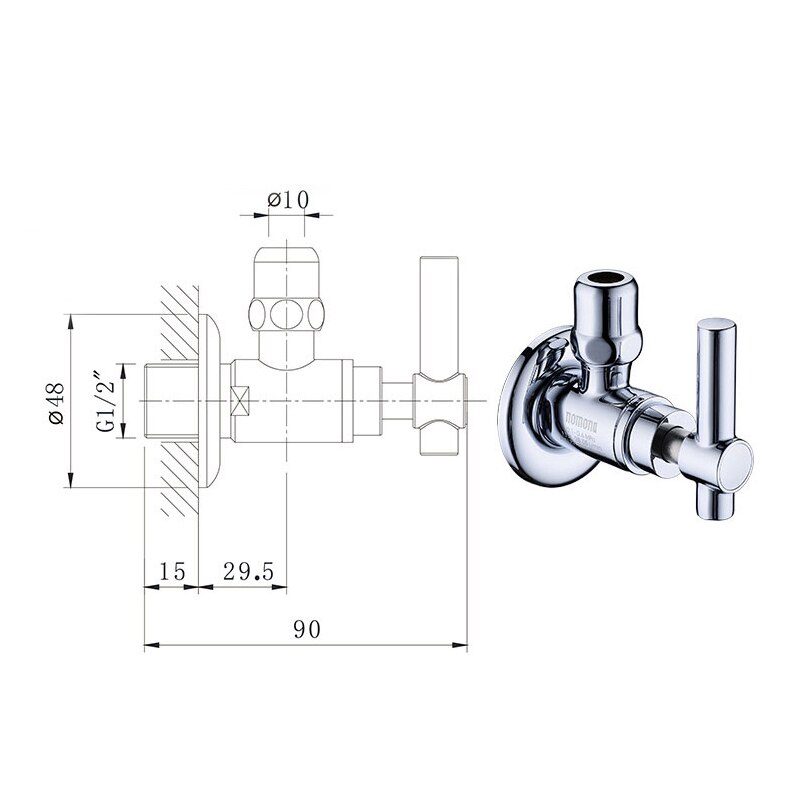 Sanitary Fittings G3/8" European Standard Water Angle Valve Brass Body For Faucets