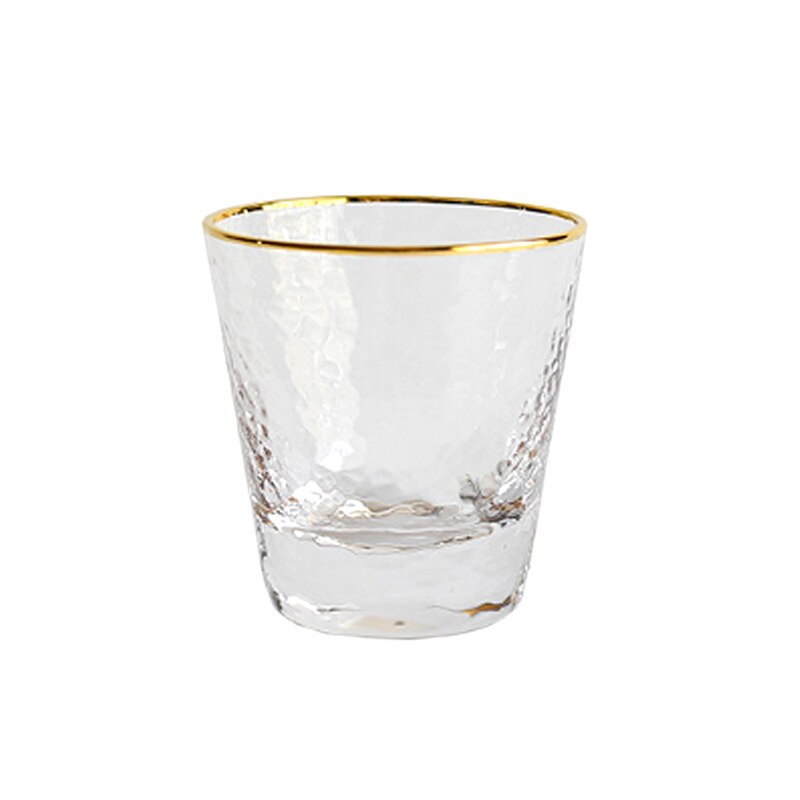 Taza de leche y café con borde dorado, vaso de Agua de Cristal martillado, vaso de zumo sin plomo, taza de bebida transparente, vaso de vidrio para el hogar: A-Chrysostom 295ml