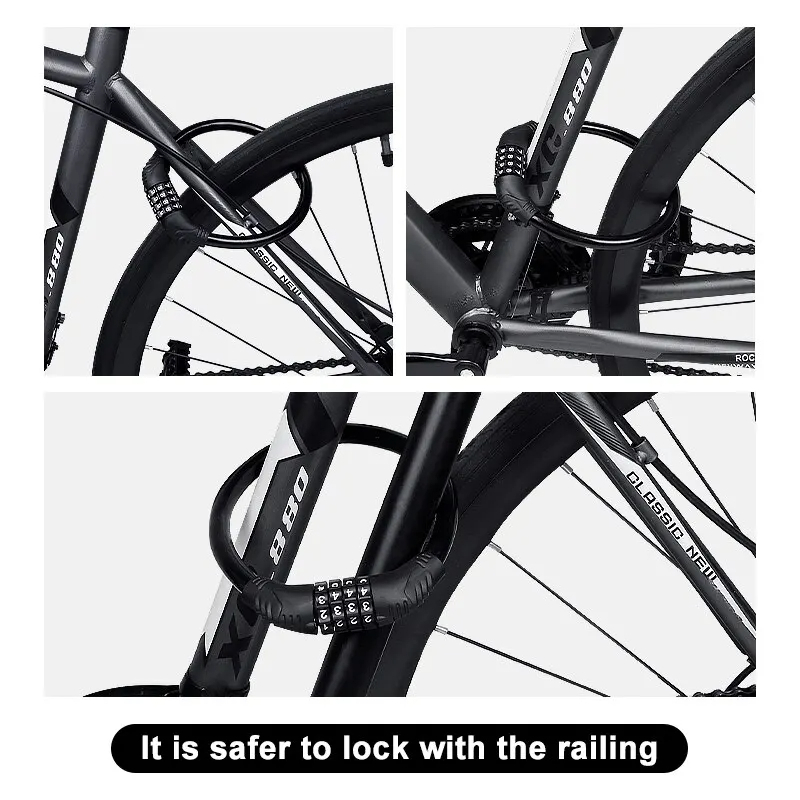 Fahrradschloss, Mountainbike, tragbar, Sicherheit, 4-stelliger Code, Fahrradschloss für Fahrrad, Motorrad, Rolle