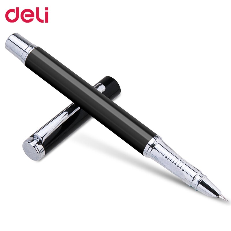Deli EF nib ink fountain pen for school office writing supply luxury pen with box calligraphy business: black