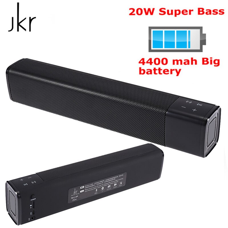 Jkr KR-1000 Bluetooth Speaker 20W Subwoofer Stereo Box Luidspreker Draadloze Kolom 4400 Mah Super Bas Voor Pc Mobiele telefoon