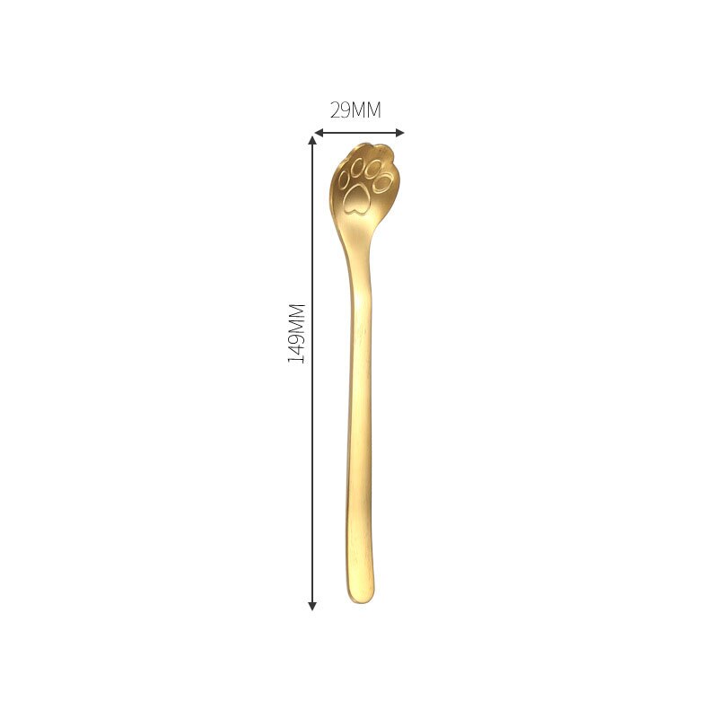 1Pcs Kat Poot Theelepel Multifunctionele Leuke Servies 304 Roestvrij Staal Kerst Benodigdheden Keuken Accessoires Koffie Taart Lepel: Goud