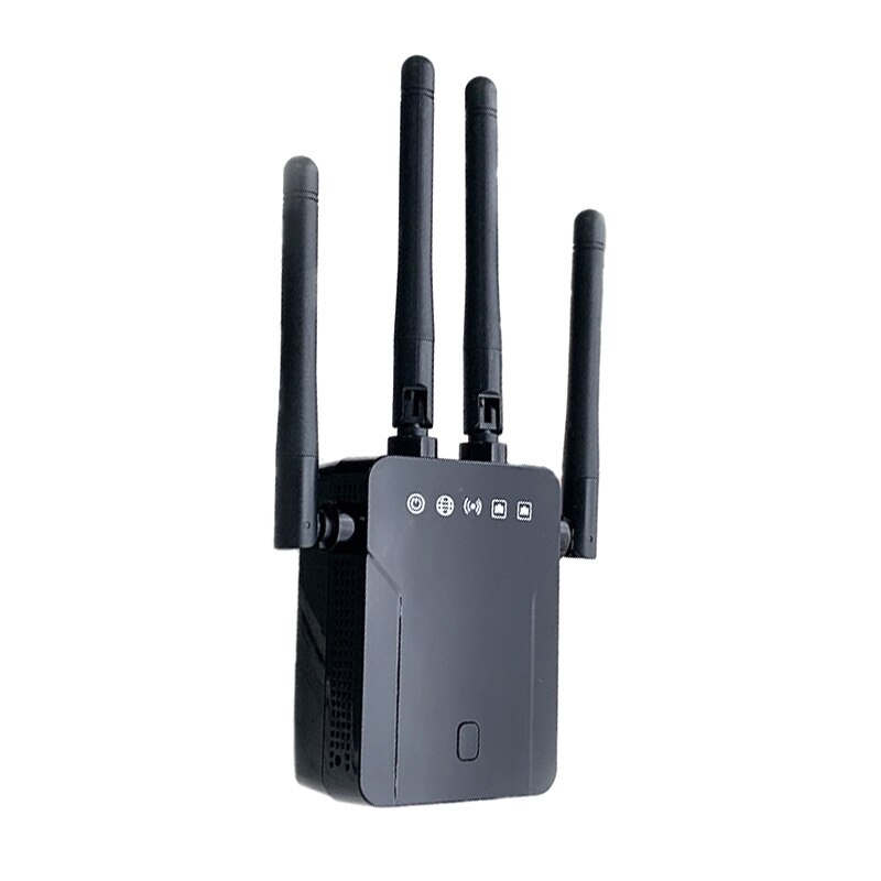 1200M Dual Band 2.4Ghz/5Ghz Wifi Repeater Signaal Versterker Router Wifi Met 4 Externe Antennes Ap booster 11Ac Engels Firmware: Black