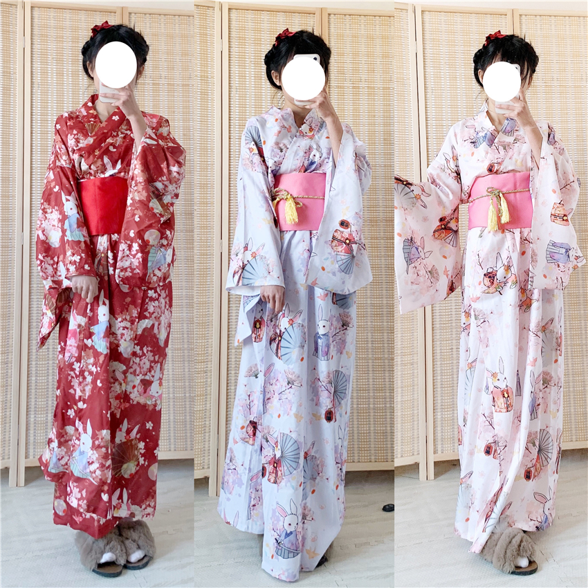Vestido Kimono tradicional japonés para mujer, Kimono Oriental Yukata para Festival de Año , disfraces de Cosplay Vintage Obi