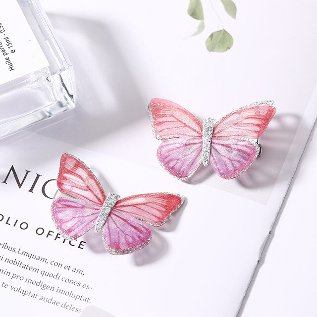 2PCS/Set Baby Fairy Shining Butterfly Hairpins Sequins Hair Clips Barrettes Colorful Clip Kids Party Wedding Cosplay Photography: 8