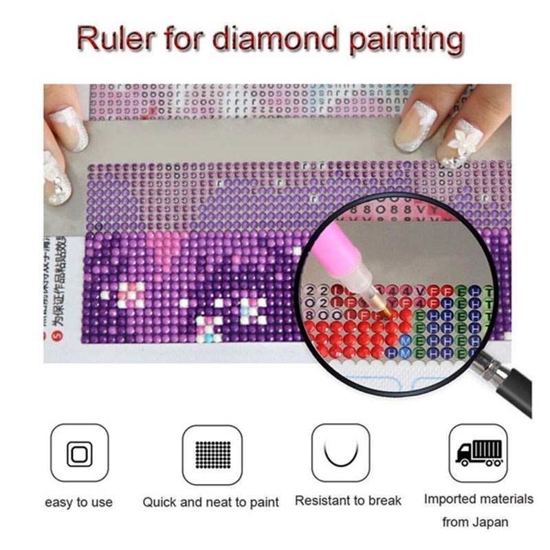 Diamond Painting Drawing Ruler Dot Drill 5D DIY Diamond Embroidery Mesh Ruler Stainless Steel Ruler Tools