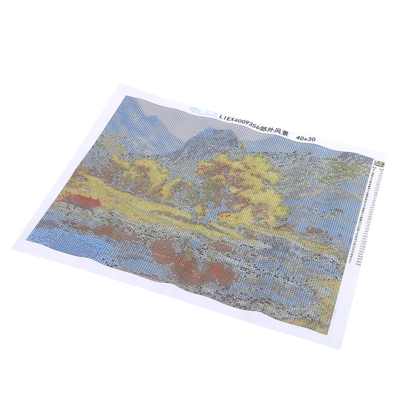 30*40cm 3D Round Diamond Autumn Mountain Tree Creek Diamond Cross Stitch Landscape Tree Diamond Painting