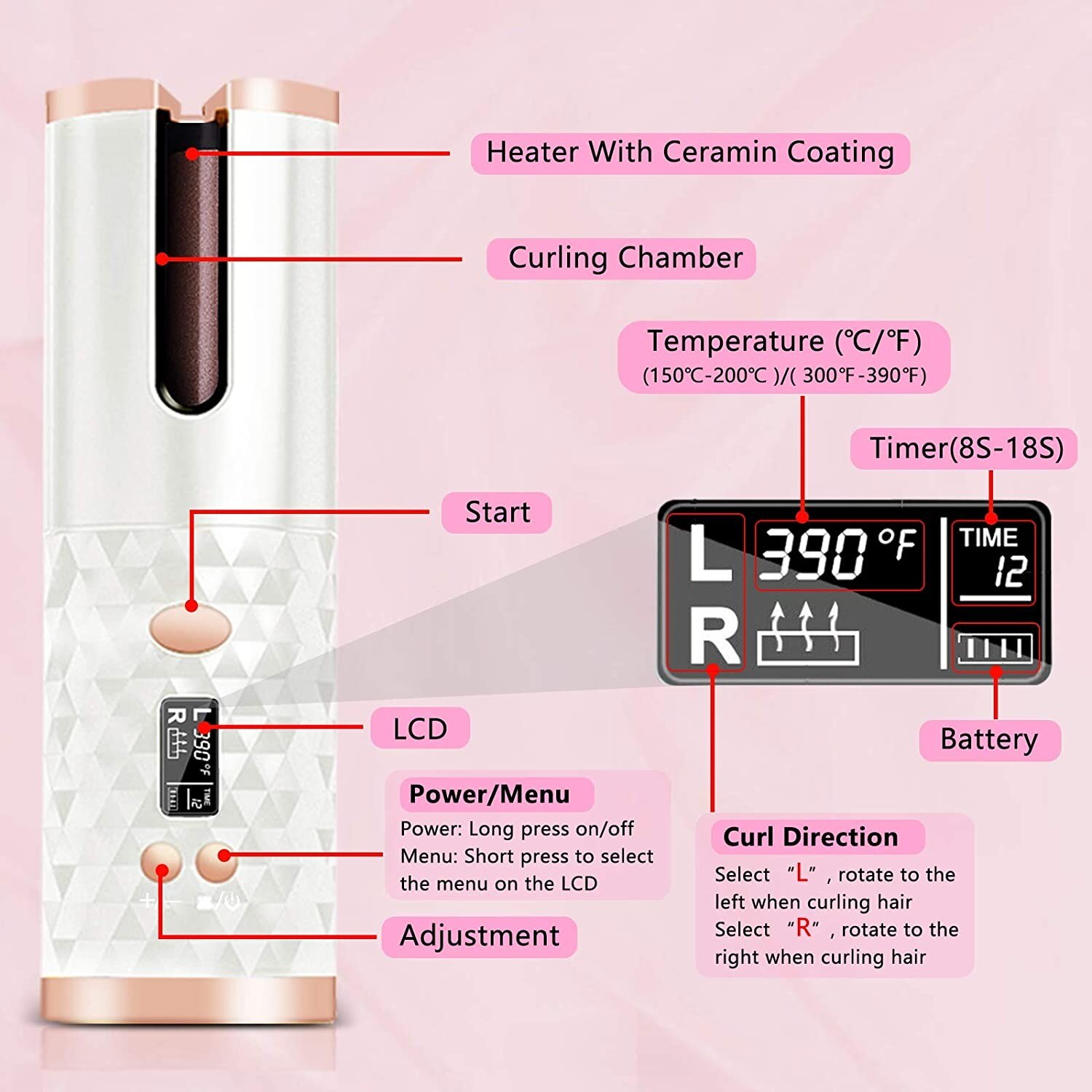 Auto Rotating Hair Curler Portable Cordless Automatic Natural Curl Rechargeable Ceramic Curling Irons Wireless Big Wave Airwrap