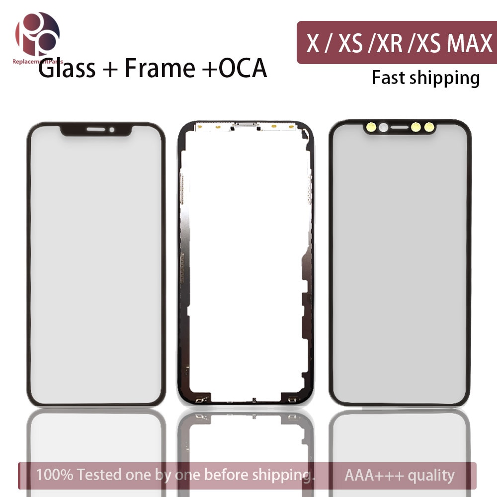 10Pcs Front Screen Outer Glass Frame Bezel OCA For iPhone X / XS / XR / XS MAX XSM Screen Glass Replacement