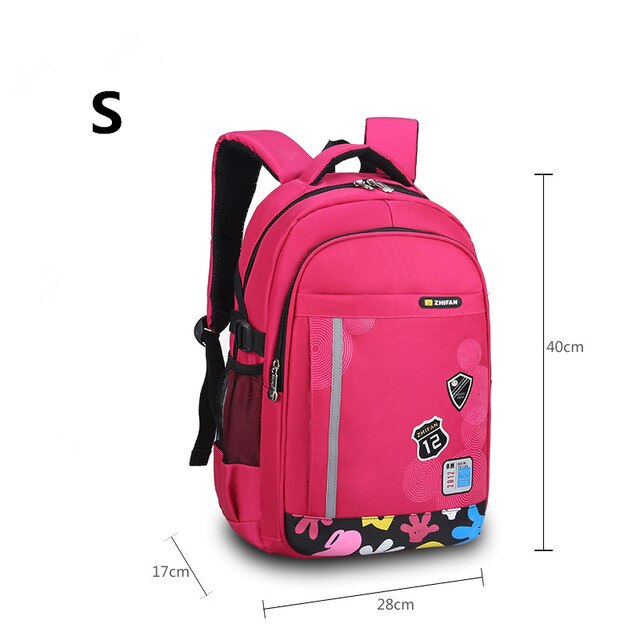 elementary school backpack for boy girl waterproof book bag kids school bag reflective strip student backpack for boys: S red