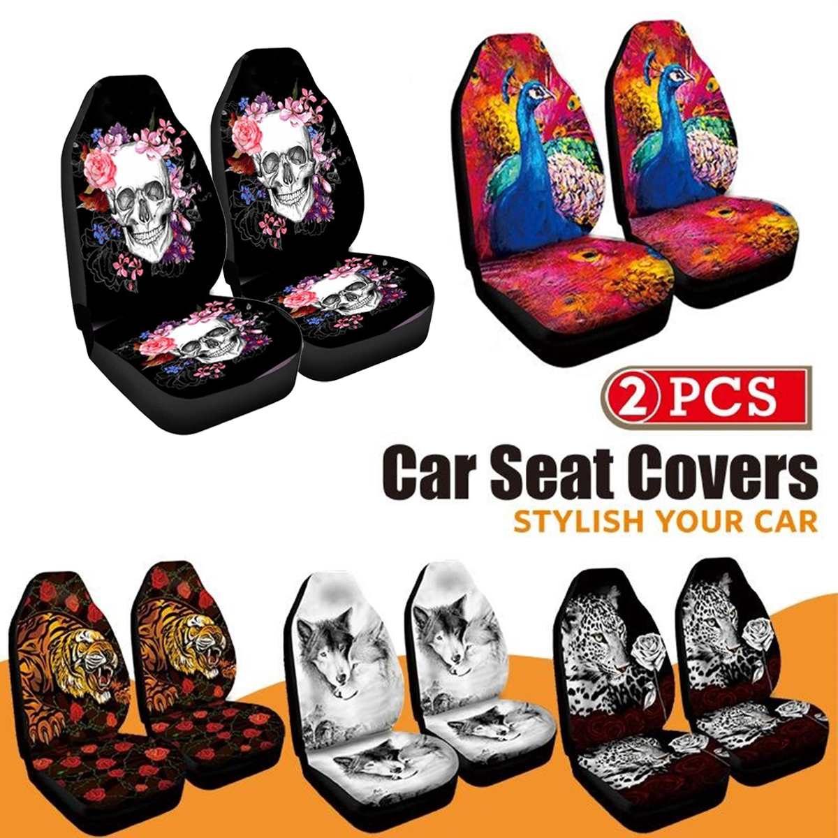 Universal 3D Animal Printing Car Seat Cover for SUV Car Interior Decor Animal Pattern Auto Seat Cover Car Seat Protector