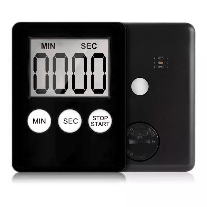 Kitchen Timer Magnetic Cooking Digital LED Display Loud Alarm Minute Second Count Up Countdown Countup Boiling Eggs Timer: black