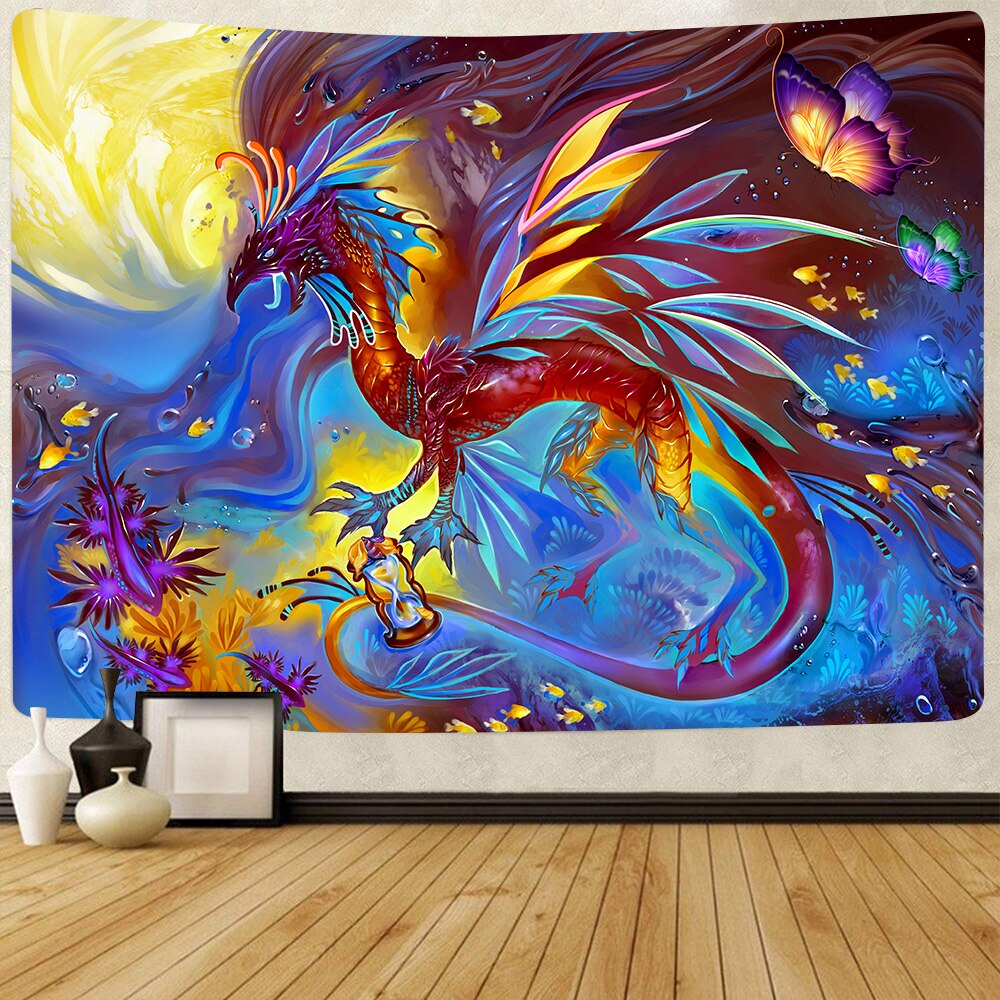 Simsant psicodélico bosque tapiz Castillo, hongos Trippy medusas tapices para colgar en la pared para sala de estar playa decoración con toallas