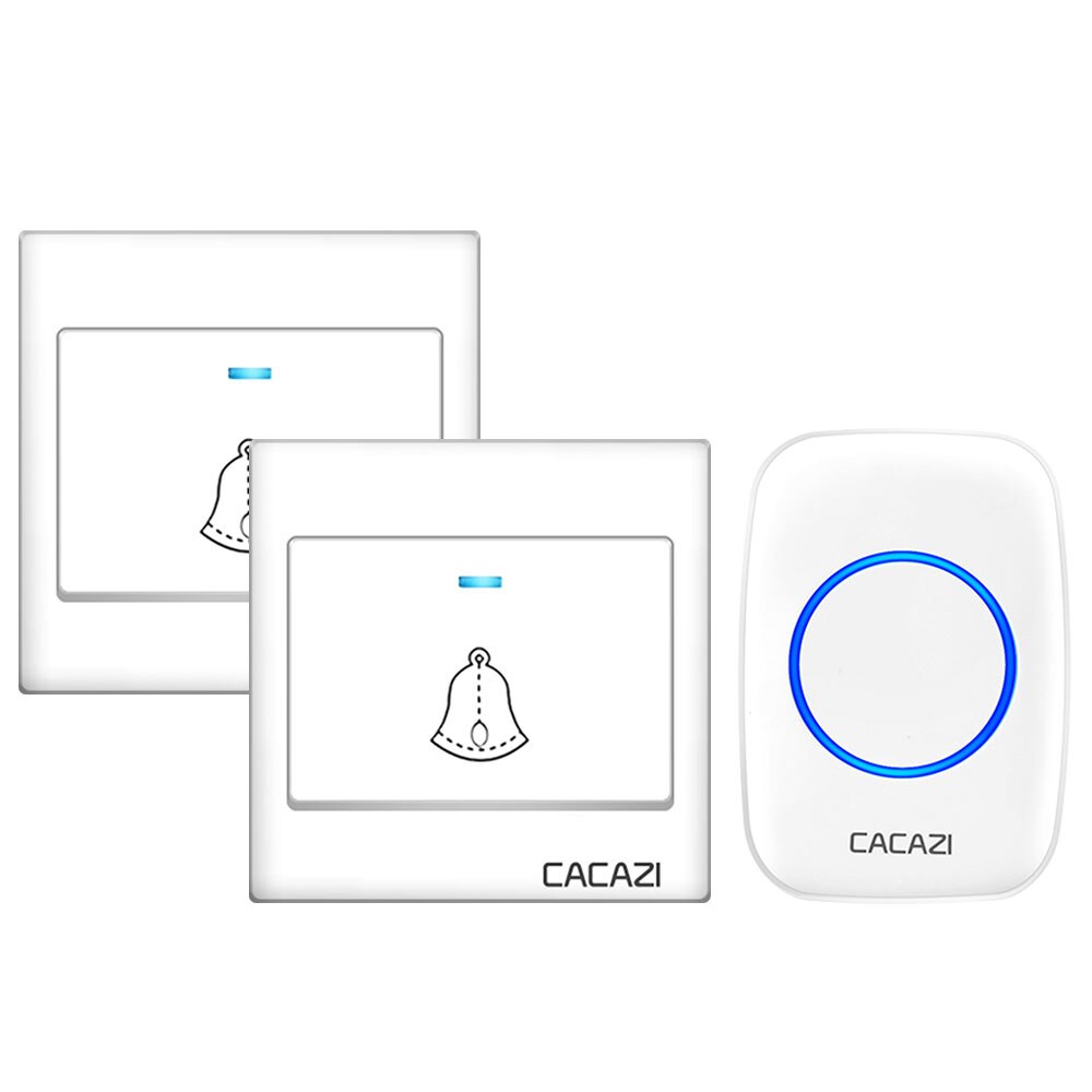 CACAZI Wireless Doorbell Waterproof 60 chimes 5 Volume Home Cordless Door Ring Bell 220V US EU UK Plug 1 2 Button 1 2 3 Receiver