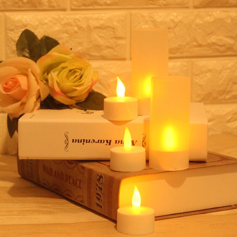 Velas recargables led de una pieza con carga USB, velas parpadeantes sin llama, recargables, incluye soporte