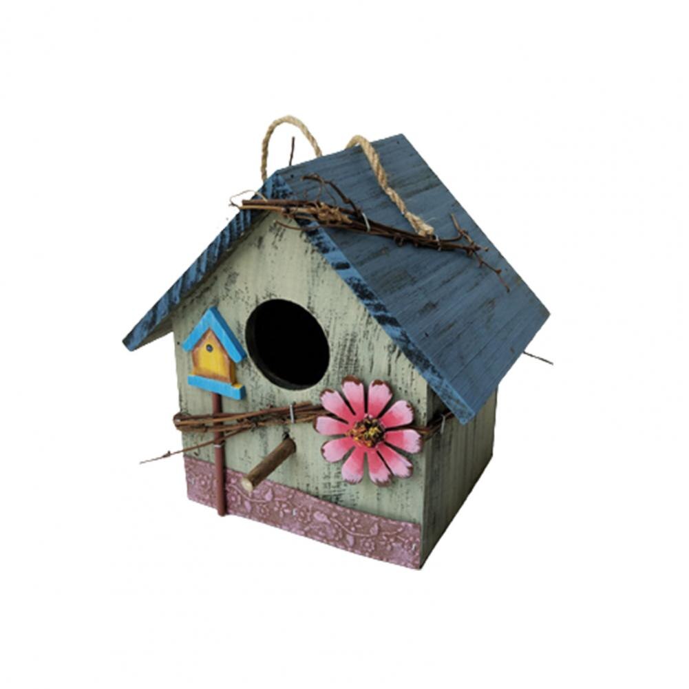 60% Bird Room Nest Eco-friendly Rustic Wood Sturdy Bird House for Park: Light Green