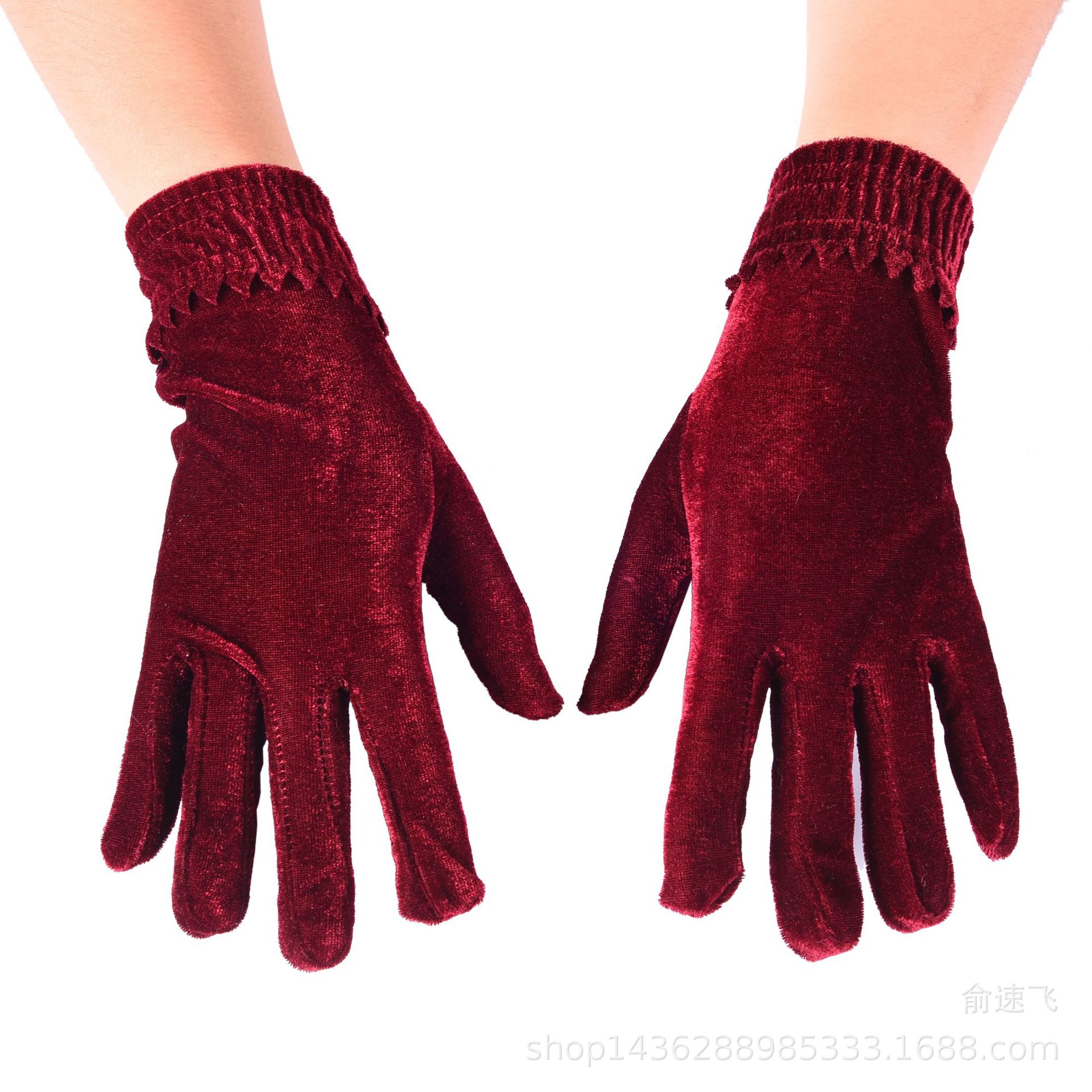 Herfst En Winter Yimei Luokou Dames Fluwelen Handschoenen Warme Handschoenen Golf Elastische Fluwelen Handschoenen Fietsen