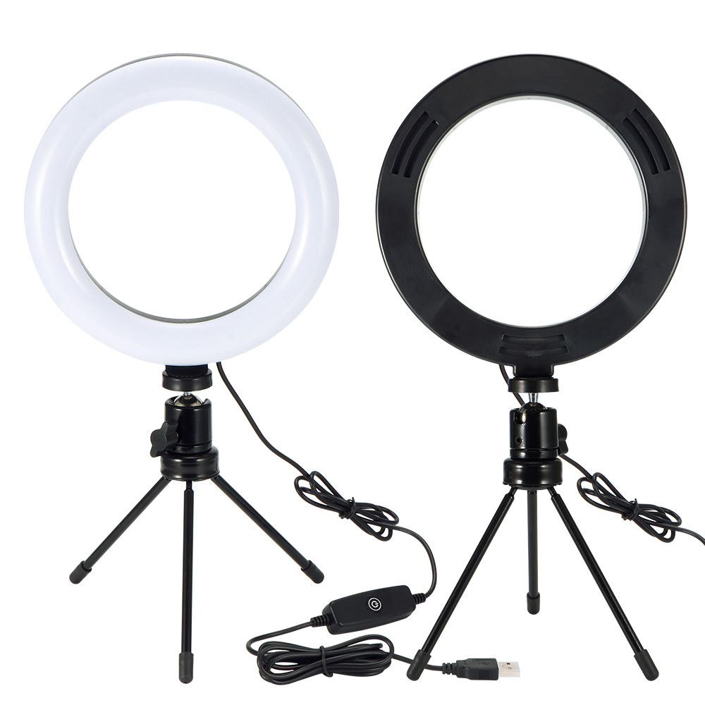 Photography LED Selfie Ring Light 26CM Dimmable Camera Phone Ring Lamp 10inch With Table Tripods For Phone Makeup Video Live