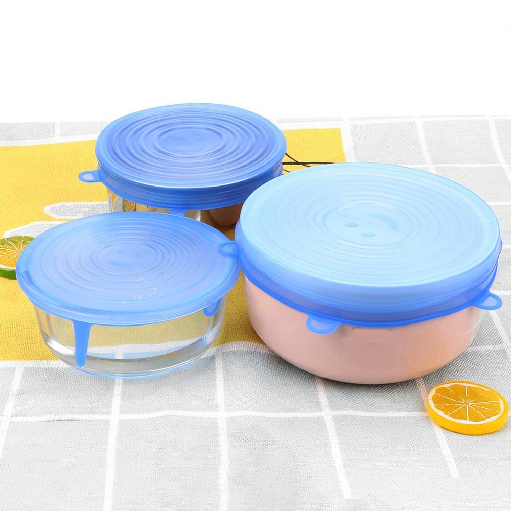 Kitchen Silicone Stretch Lids Silicone Durable Food Saver Covers Stretchable Silicone Food Saver Mixing Bowls Covers 6 Pieces