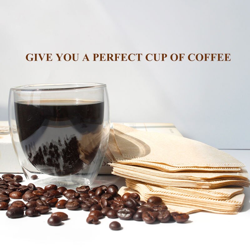 100Pcs Pure Wood Coffee Filters Cone-Shape Drip Coffee Powder Filter Papers Coffee Cup Strainers Replacement Tea Coffee Filter