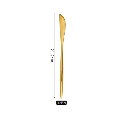 Golden Western Cutlery Mirror 304 Stainless Steel Dinner Steak Knife Fork Spoon Set Fruit Dessert Fork Coffee Spoon Chopsticks: Dinner knife