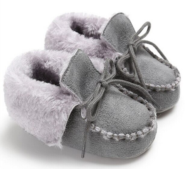 Infant Baby Boys Girl Soft Sole Mocassins Snow Bootes Prewalker Kids Toddler Girls Newborn Non-slip Winter Warm Mocassins Shoes: Gray / 13-18 Months