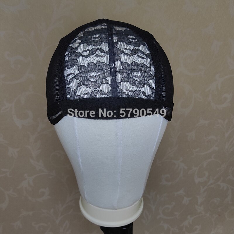 Peluca de encaje, ajustable, estirable, gorra, peluca, base, gorra básica: M  Black