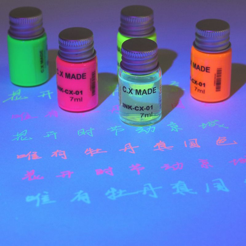 10Pcs/Set Invisible Fluorescence Bottled Dip Signature Pen Ink With Glass Fountain Dip Writing Pen Art Supplies K3KB