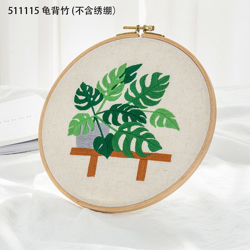 Kit de costura con patrones de plantas, Material de bordado artesanal, marco de bordado de aro, Kits de punto de cruz, pintura colgante hecha a mano, suministros de costura: 511115