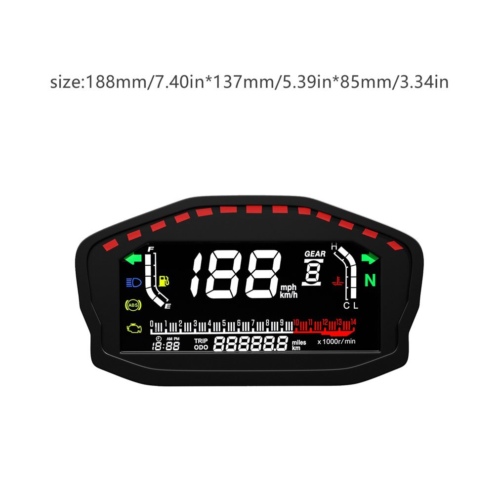 Motorfiets Lcd-kleurenscherm Kilometerteller Toerenteller Retrofit Lcd Digitale Meter Speed Watertemperatuur Brandstof Gauge