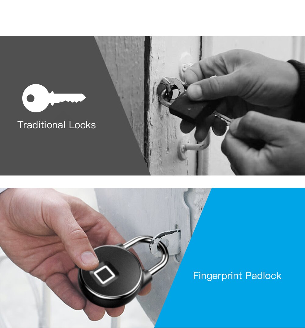 Tuya Rechargeable Bluetooth Fingerprint Lock Smart Life APP Share Control Authority to Family Members Waterproof IP66 Smart Lock