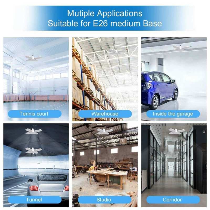 Autotallin valo 60w muotoutuva led-kattovalaisin ei välkkymistä  e26/27 led-lamppu led-lamppu led-autotallin valo varastokoneen lamppu