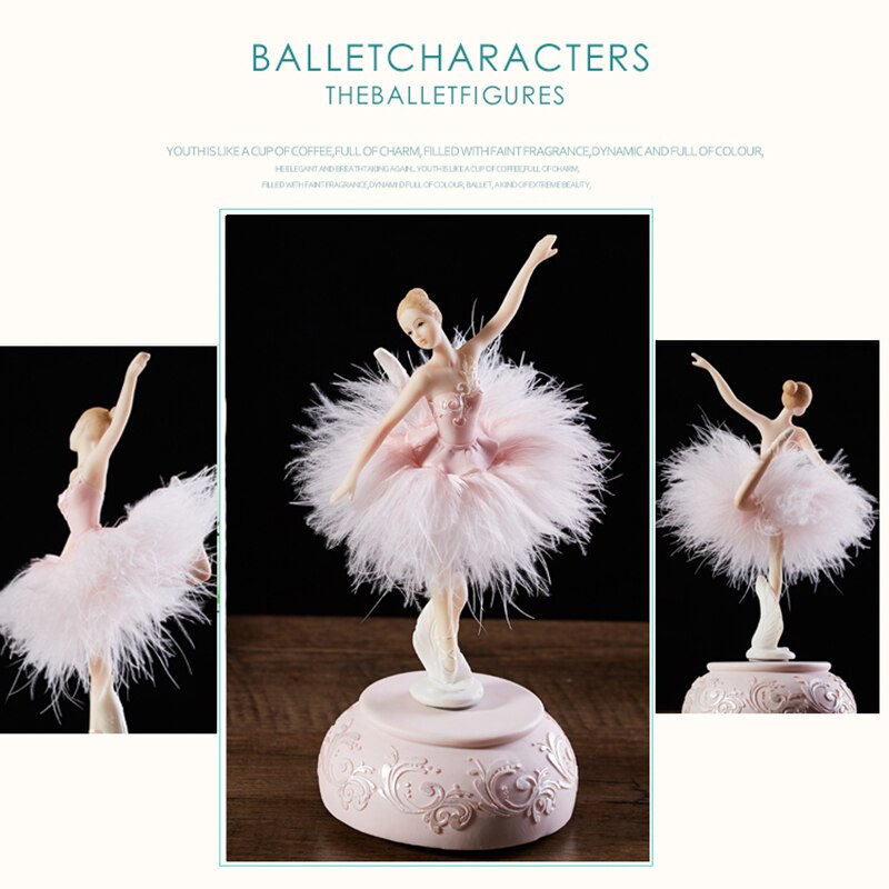 Ballerina Music Box Dancing Girl Swan Lake Carousel with Feather for Birthday Wedding Birthday for Girls Lovely