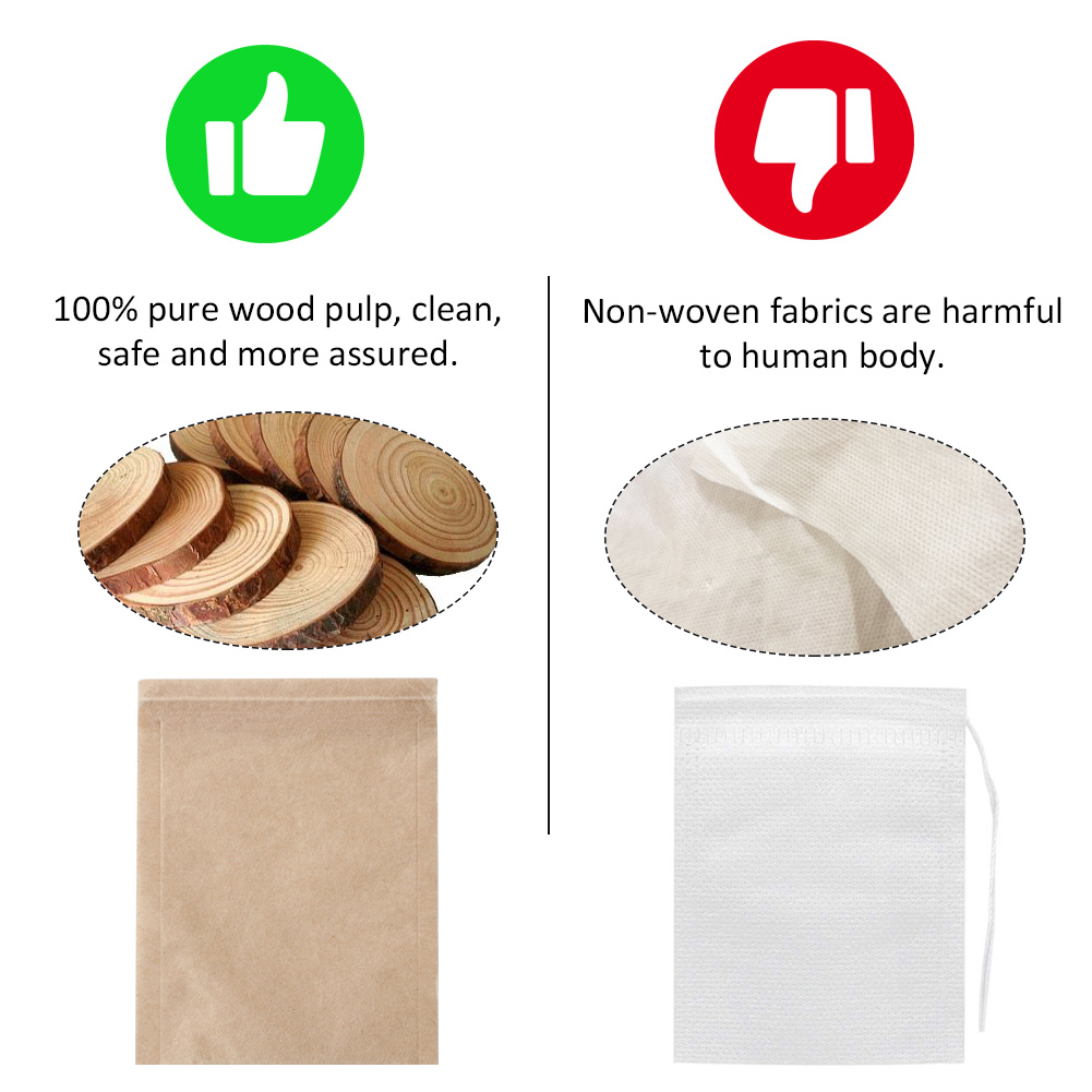 300pcs Filter Paper Tea Bag Infuser Safe Environmental Disposable Empty Unbleached Drawstring Non-toxic Strong Penetration