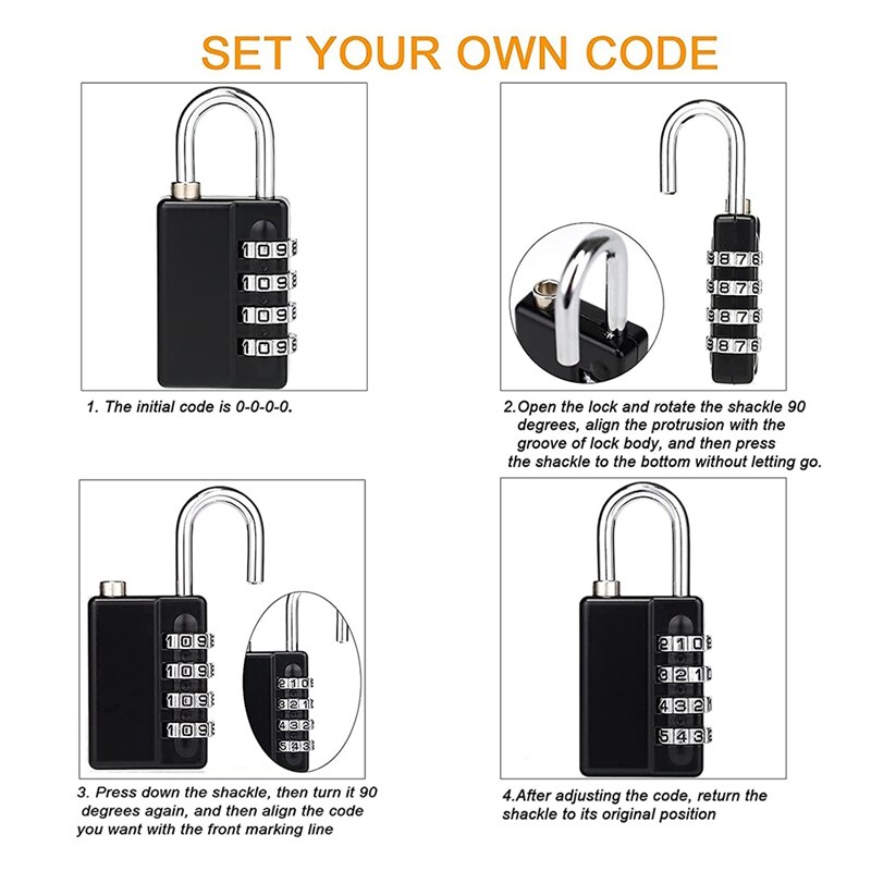 4 Digit Padlock, 2 Pack Combination Lock With 2 Ke... – Grandado