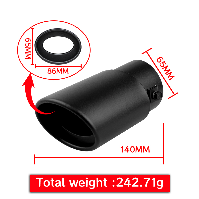 2.5 " sorte udstødningsrør til bil