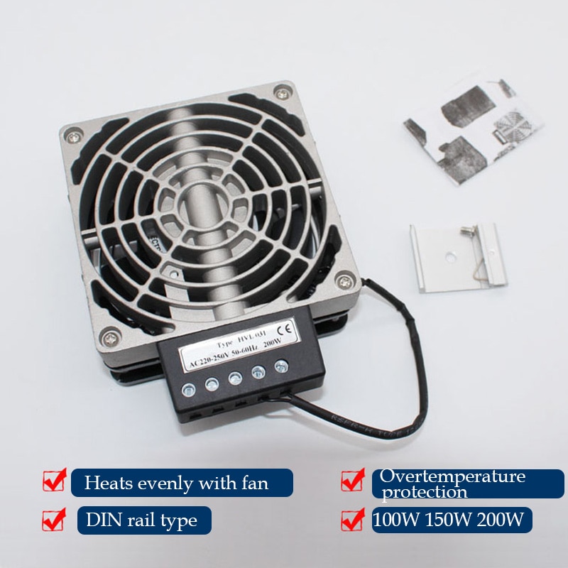 Fan-Heater HVL031 230V 100W 150W 200W Vochtbestendige Industriële Elektrische Kast Heater Temperatuur schakelaar