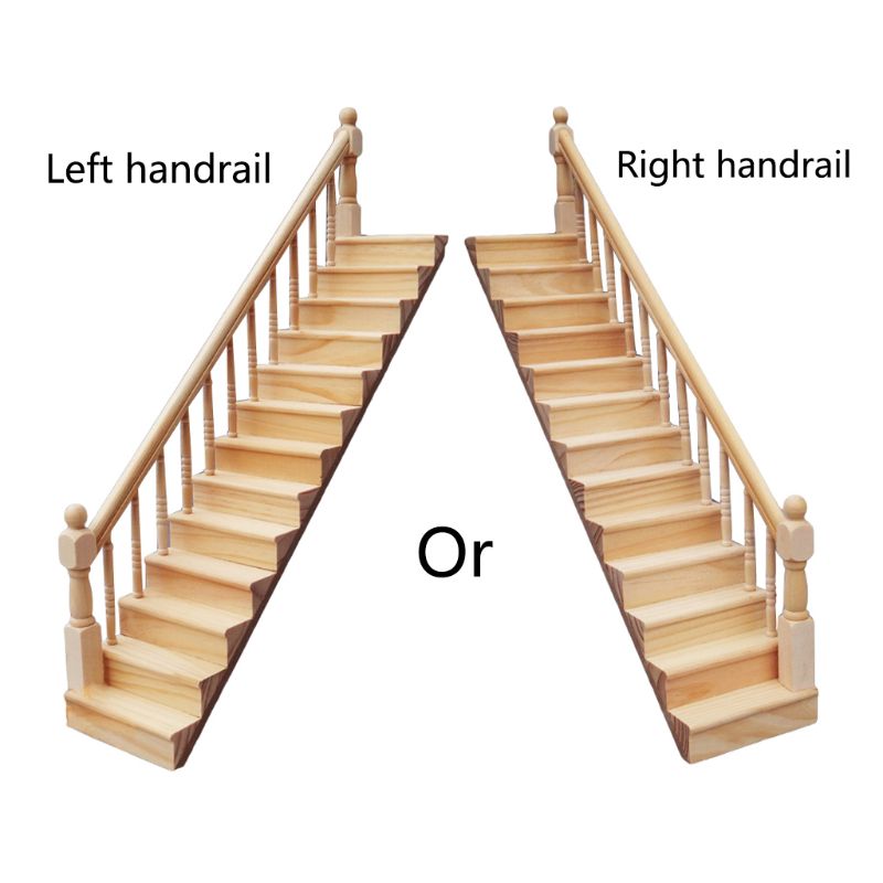 1:12 Dollhouse Miniature Handrail Staircase Wooden Scene Plain Stairway Models Mini Stair Furniture Room Decor