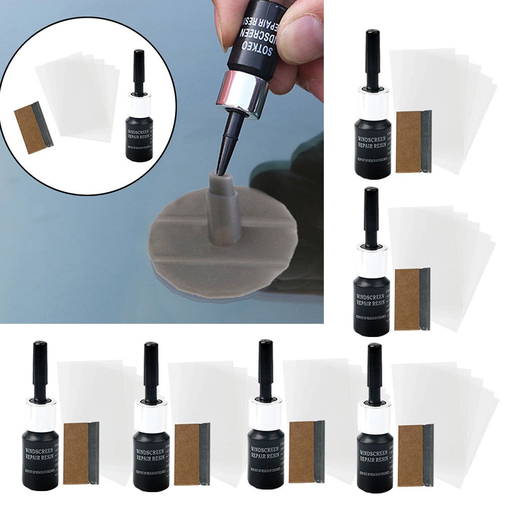 6pcs Window Repair Kit Car Windshield Repair Kit Glass Nano Repair Kit Widow Repairing Fluid DIY Windscreen Scratch Repair Tool