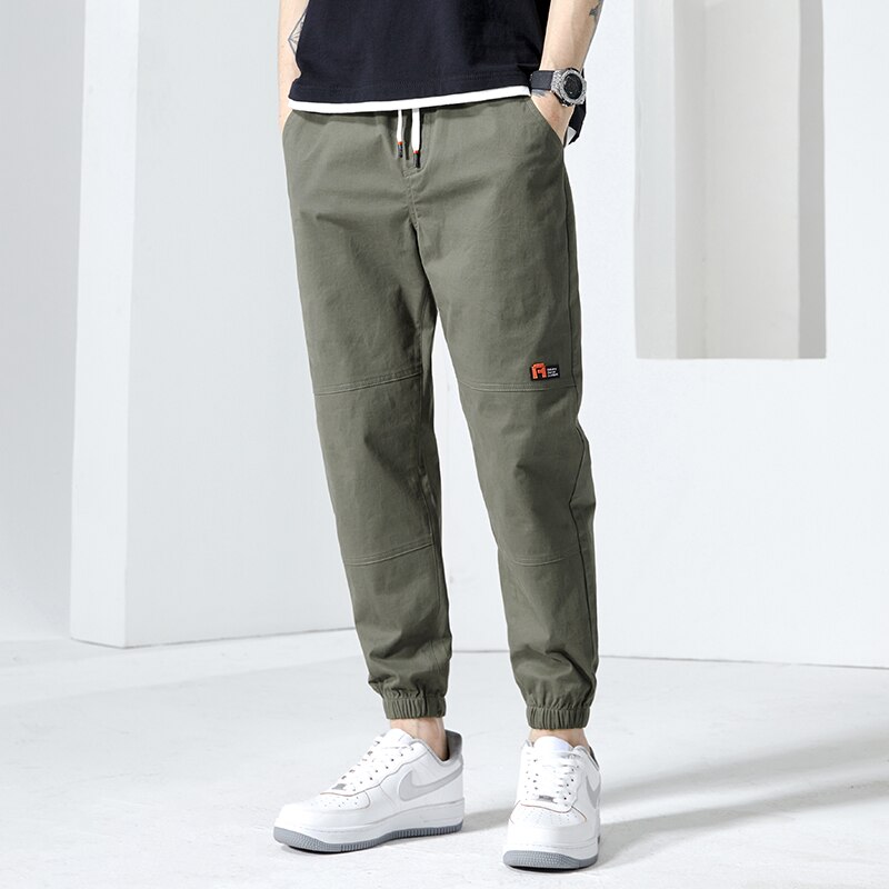 Moda Off White Casual Harem Pants męskie spodnie do biegania męskie Slim japońska moda uliczna kieszonkowe aplikacje Casual spodnie Harajuku: XXL / Army green