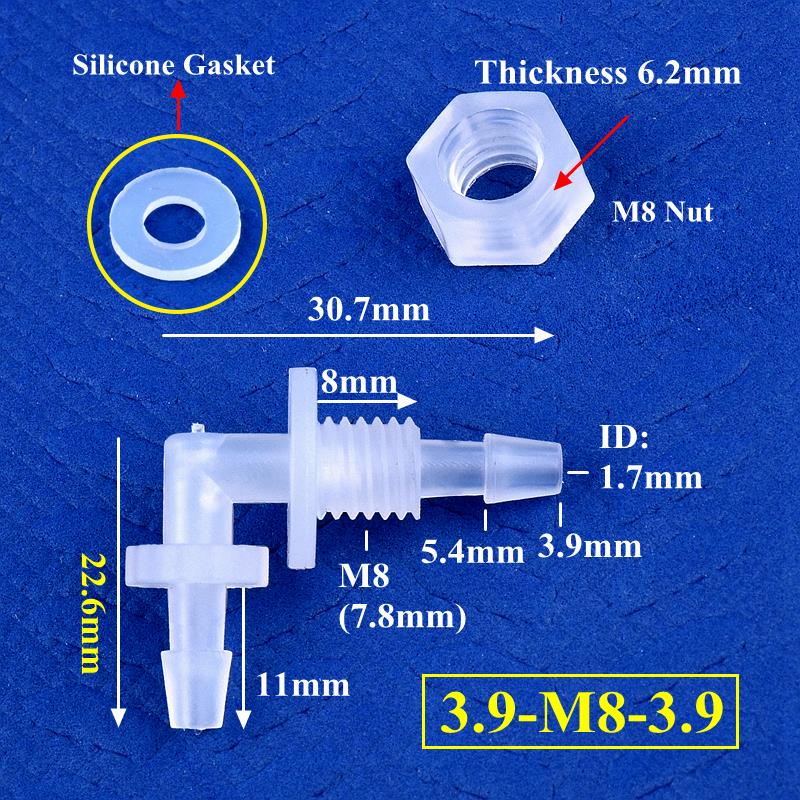Connecteur coudé perforé pagode + joint en Silicone, adaptateur de réservoir d'aquarium, Joint de tuyau d'eau de jardin M6 ~ G1/2 à 2.4-11.1mm, 5 à 200 pièces: Argent / 1/2 ''