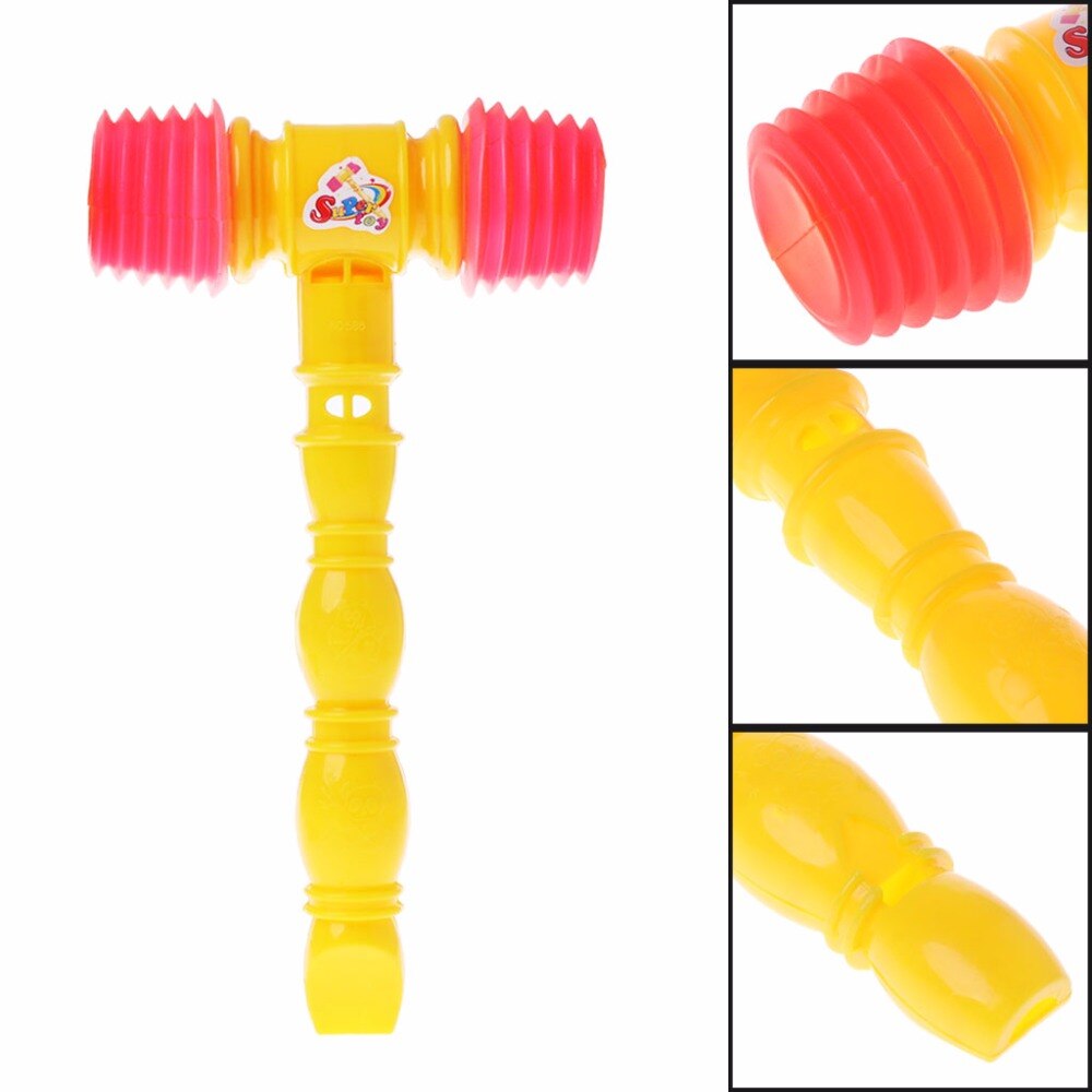 25cm Child Training Toddler Kids Handle Plastic Hammer Whistle Toys Noise Maker