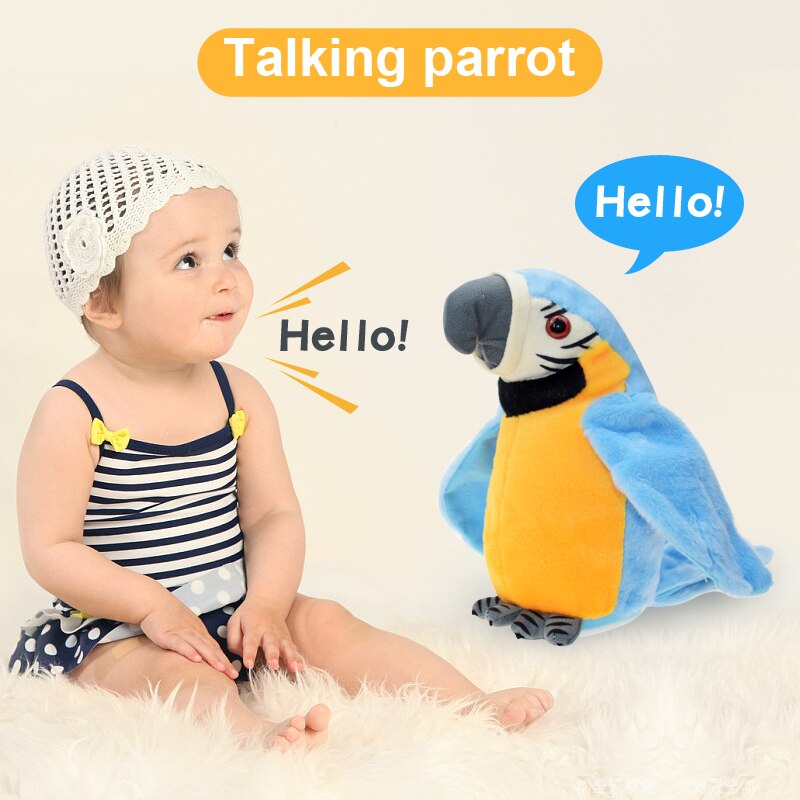 Jouet en peluche perroquet parlant électrique mignon, enregistrement répétitions, ailes ondulées, oiseau électronique en peluche, pour enfants