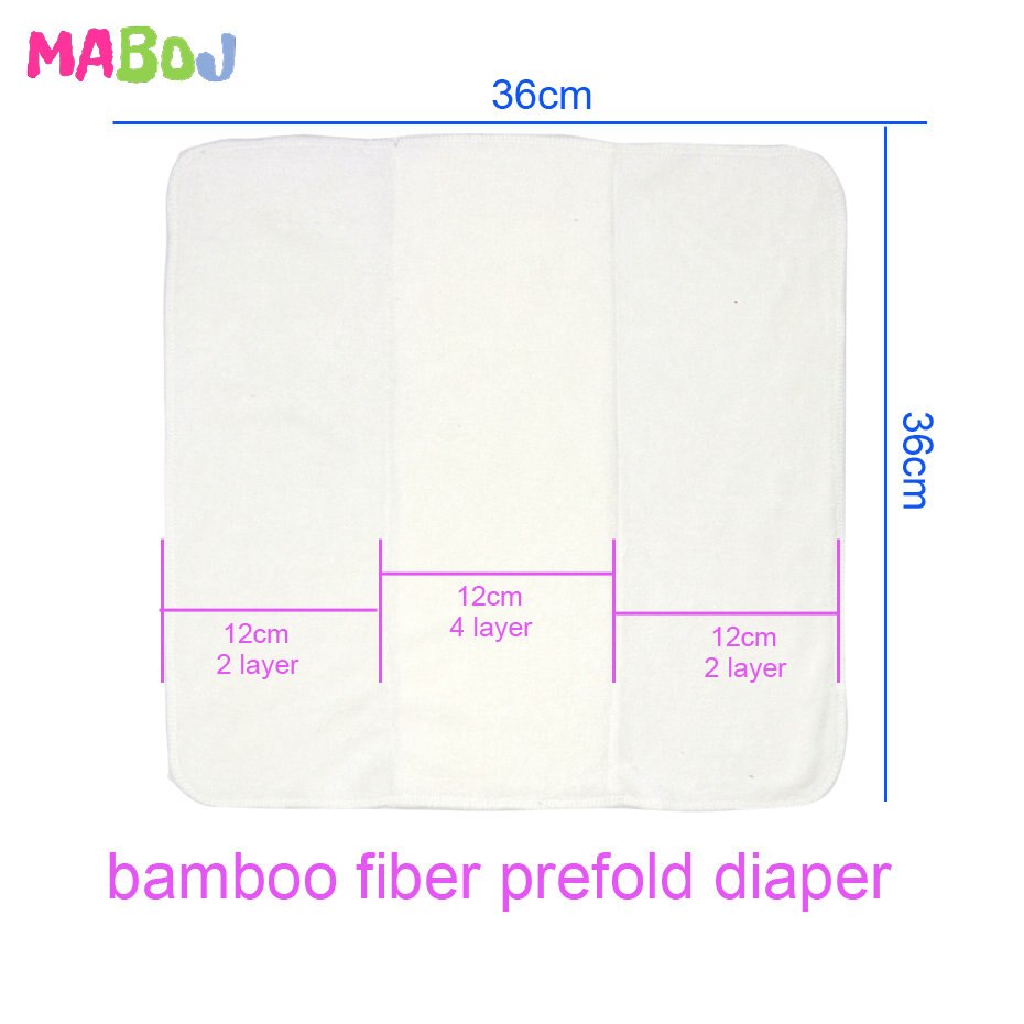 MABOJ Prefold Cloth Diaper Baby Organic Bamboo Fiber 36x36cm Absorbent Reusable Washable Diapering Ecological Nappy Eco-friendly