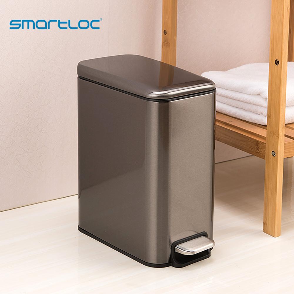 smartloc 5L Stainless Steel Rectangle Kitchen Trash Can Dustbin Trash Bin Waste Bin Garbage Bag Holder Garbage Bin Kitchen Bin: Gun Color